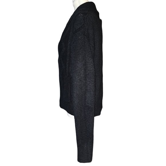 Pilcro Anthropologie Womens Black Shawl Cable-knit Button Cardigan Size Small - Picture 5 of 16